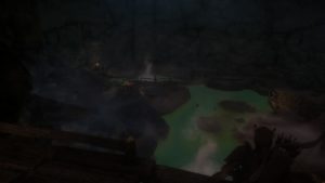 NPC watching over the hotsprings from a cliffside